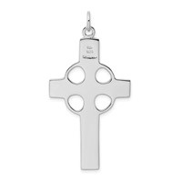 Sterling Silver Rhodium-plated Polished Celtic Cross Pendant view 3