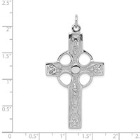 Sterling Silver Rhodium-plated Polished Celtic Cross Pendant view 4