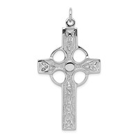 Sterling Silver Rhodium-plated Polished Celtic Cross Pendant view 1