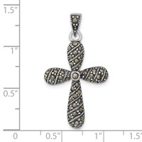 Sterling Silver Antiqued Marcasite Cross Pendant view 3