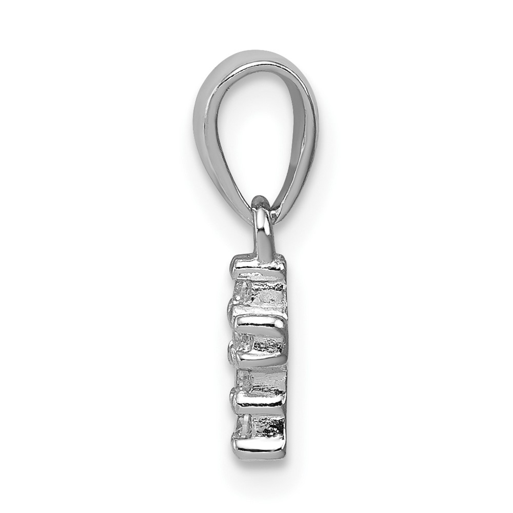 Sterling Silver Rhodium-plated Polished CZ Cross Pendant (QC8208)