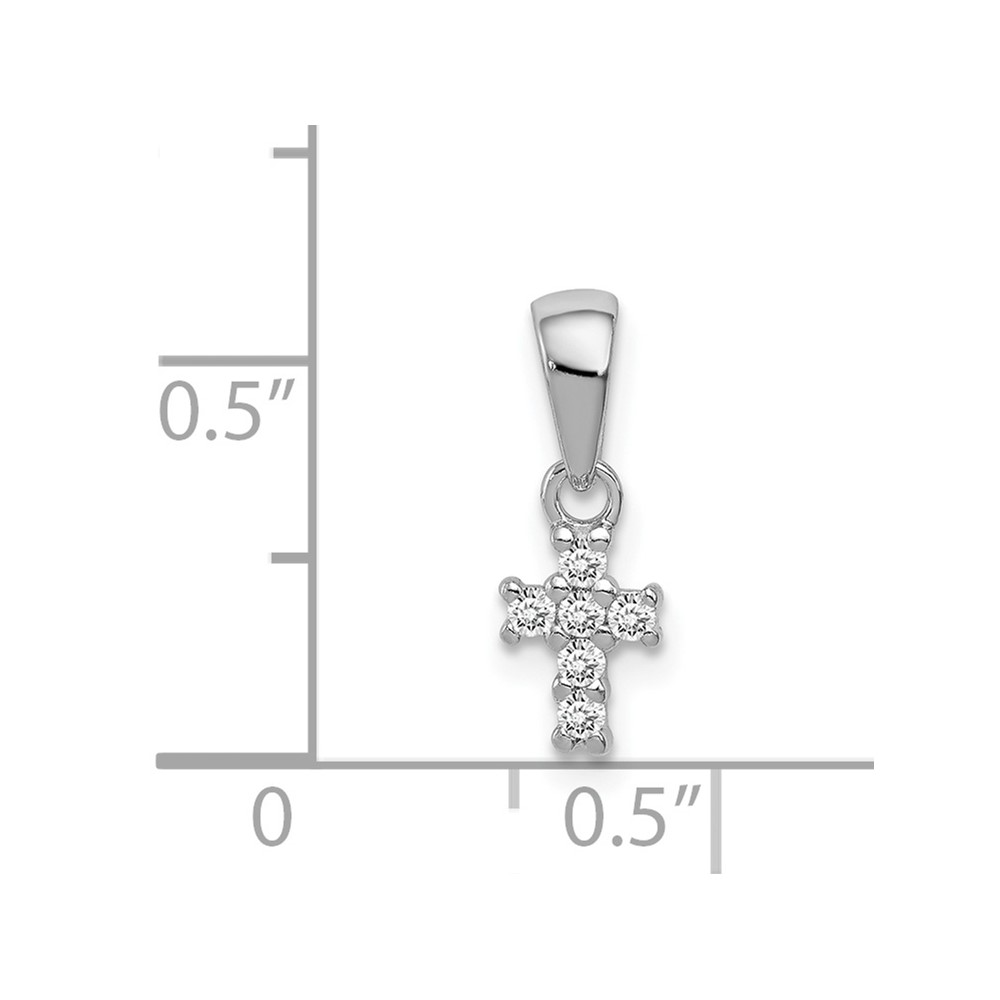 Sterling Silver Rhodium-plated Polished CZ Cross Pendant (QC8208)