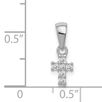 Sterling Silver Rhodium-plated Polished CZ Cross Pendant view 4