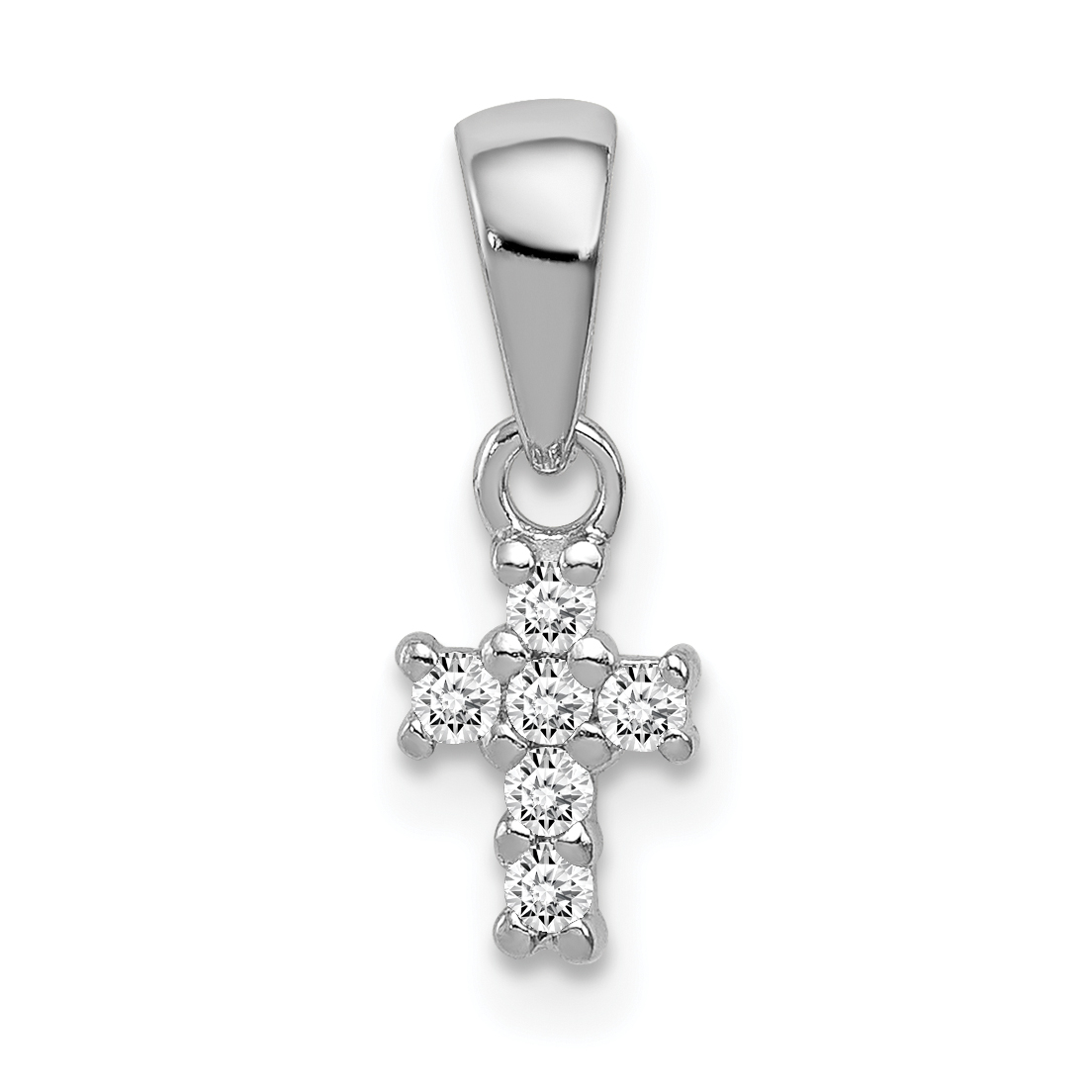 Sterling Silver Rhodium-plated Polished CZ Cross Pendant (QC8208)