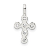 Sterling Silver Polished Cross CZ Charm view 4