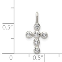 Sterling Silver Polished Cross CZ Charm view 3
