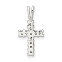 Sterling Silver Polished CZ Cross Pendant view 4