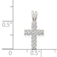 Sterling Silver Polished CZ Cross Pendant view 3