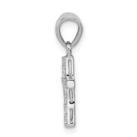 Sterling Silver Rhodium-plated CZ Cross Pendant view 2
