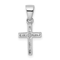 Sterling Silver Rhodium-plated CZ Cross Pendant view 3