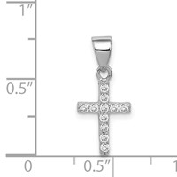 Sterling Silver Rhodium-plated CZ Cross Pendant view 4