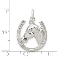 Sterling Silver Horseshoe Pendant with Horse Head view 3