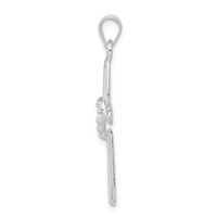 Sterling Silver Polished and Textured Cross Pendant with Heart view 2