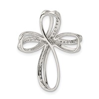 Sterling Silver Rhodium-plated Polished CZ Cross Chain Slide view 4