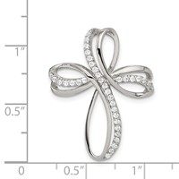 Sterling Silver Rhodium-plated Polished CZ Cross Chain Slide view 3