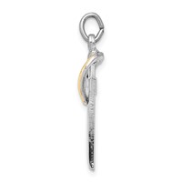 Sterling Silver Platinum-plated & Gold-tone Polished Cross Pendant with Heart view 2
