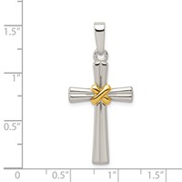 Sterling Silver & Gold-plated Polished Latin Cross Pendant view 3
