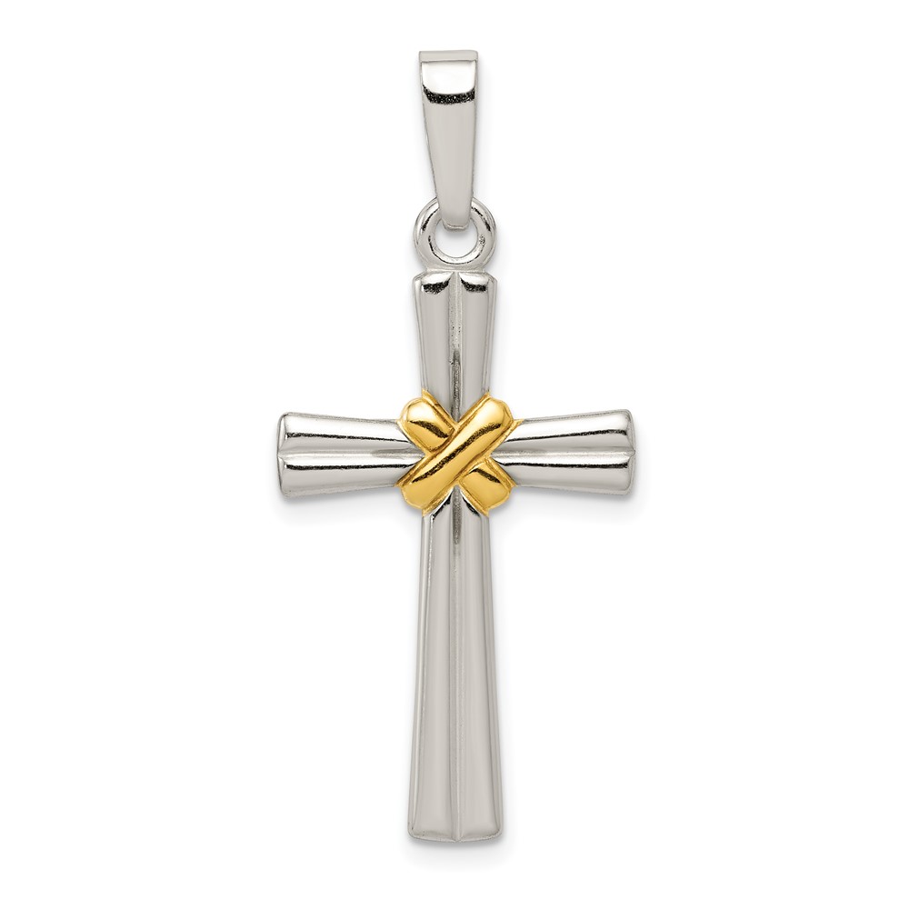 Sterling Silver & Gold-plated Polished Latin Cross Pendant