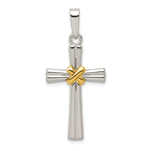 Sterling Silver & Gold-plated Polished Latin Cross Pendant