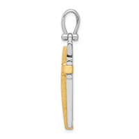 Sterling Silver Rhodium-plated & Gold-tone Brshd Polished Cross Pendant view 2