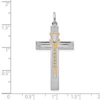 Sterling Silver Platinum-plated & Gold-tone Rosary on Cross Pendant view 4