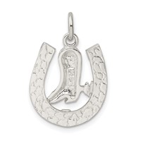 Sterling Silver Horseshoe with Boot Charm view 4