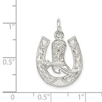Sterling Silver Horseshoe with Boot Charm view 3