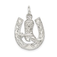 Sterling Silver Horseshoe with Boot Charm view 1