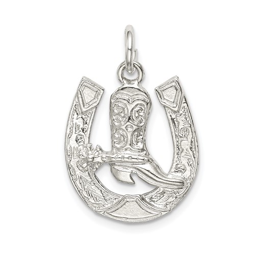Sterling Silver Horseshoe Charm with Boot