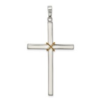 Sterling Silver Polished W Gold-plated Rope Crucifix Pendant view 4