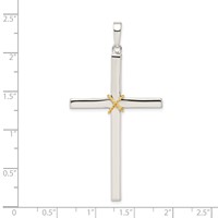 Sterling Silver Polished W Gold-plated Rope Crucifix Pendant view 3