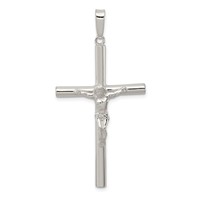 Sterling Silver Polished Hollow Crucifix Pendant view 1