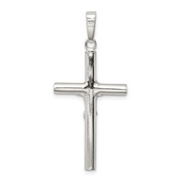 Sterling Silver Polished Hollow Crucifix Cross Pendant view 4