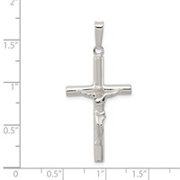Sterling Silver Polished Hollow Crucifix Cross Pendant view 3