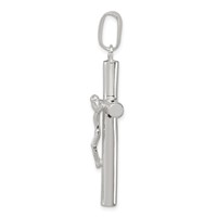 Sterling Silver Polished Hollow Crucifix Cross Pendant view 2