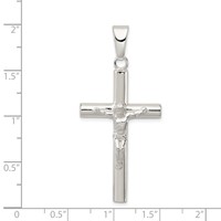 Sterling Silver Polished Hollow Crucifix Cross Pendant view 3
