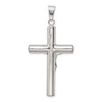 Sterling Silver Polished Hollow Crucifix Cross Pendant view 4