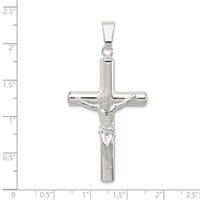 Sterling Silver Polished Hollow Crucifix Cross Pendant view 3