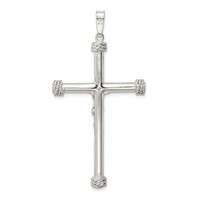Sterling Silver Polished Textured Hollow Crucifix Pendant view 4