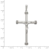 Sterling Silver Polished Textured Hollow Crucifix Pendant view 3