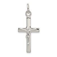 Sterling Silver Polished Crucifix Cross Pendant view 1