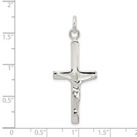 Sterling Silver Polished Crucifix Cross Pendant view 3