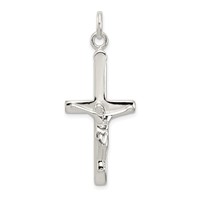 Sterling Silver Polished Crucifix Cross Pendant view 1