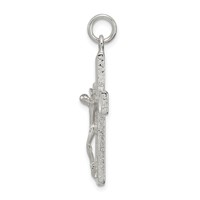 Sterling Silver Polished Squared Cross Crucifix Pendant view 2
