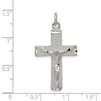 Sterling Silver Polished Squared Cross Crucifix Pendant view 3