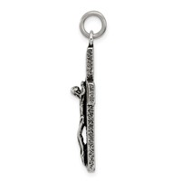 Sterling Silver Antiqued Squared Cross Crucifix Pendant view 2