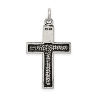 Sterling Silver Antiqued Squared Cross Crucifix Pendant view 4