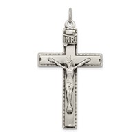 Sterling Silver Inri Crucifix Cross Pendant with Prayer view 1