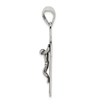 Sterling Silver Antiqued Box Cross Crucifix Pendant view 2