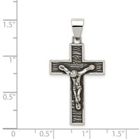 Sterling Silver Antiqued Box Cross Crucifix Pendant view 3